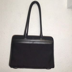 Bric’s black nylon/leather laptop shoulder bag